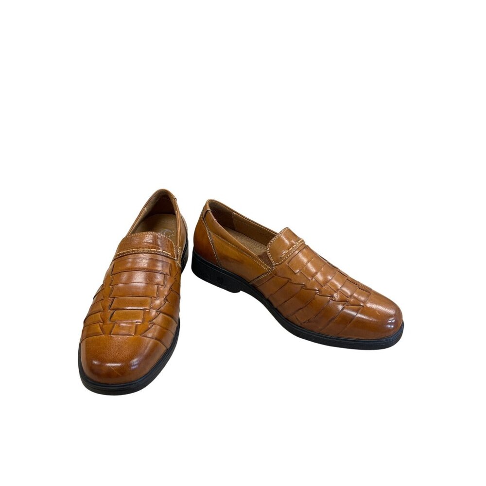 Gravity Defyer mens brown leather slip on loafers shoes SIze 8 SKU 8426